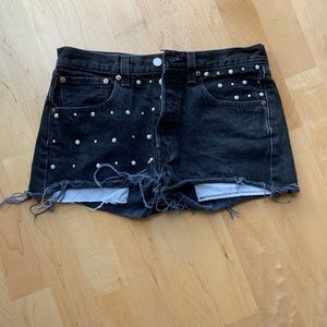 Studded black Levi’s shorts